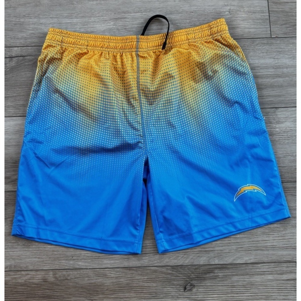NFL‎ Blue Orange Gradient Los Angeles Chargers Game Ready Training Shorts XL